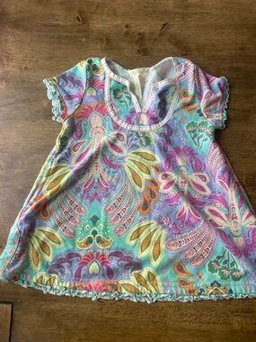 Matilda Jane Turquoise Pink Purple Paisley Top